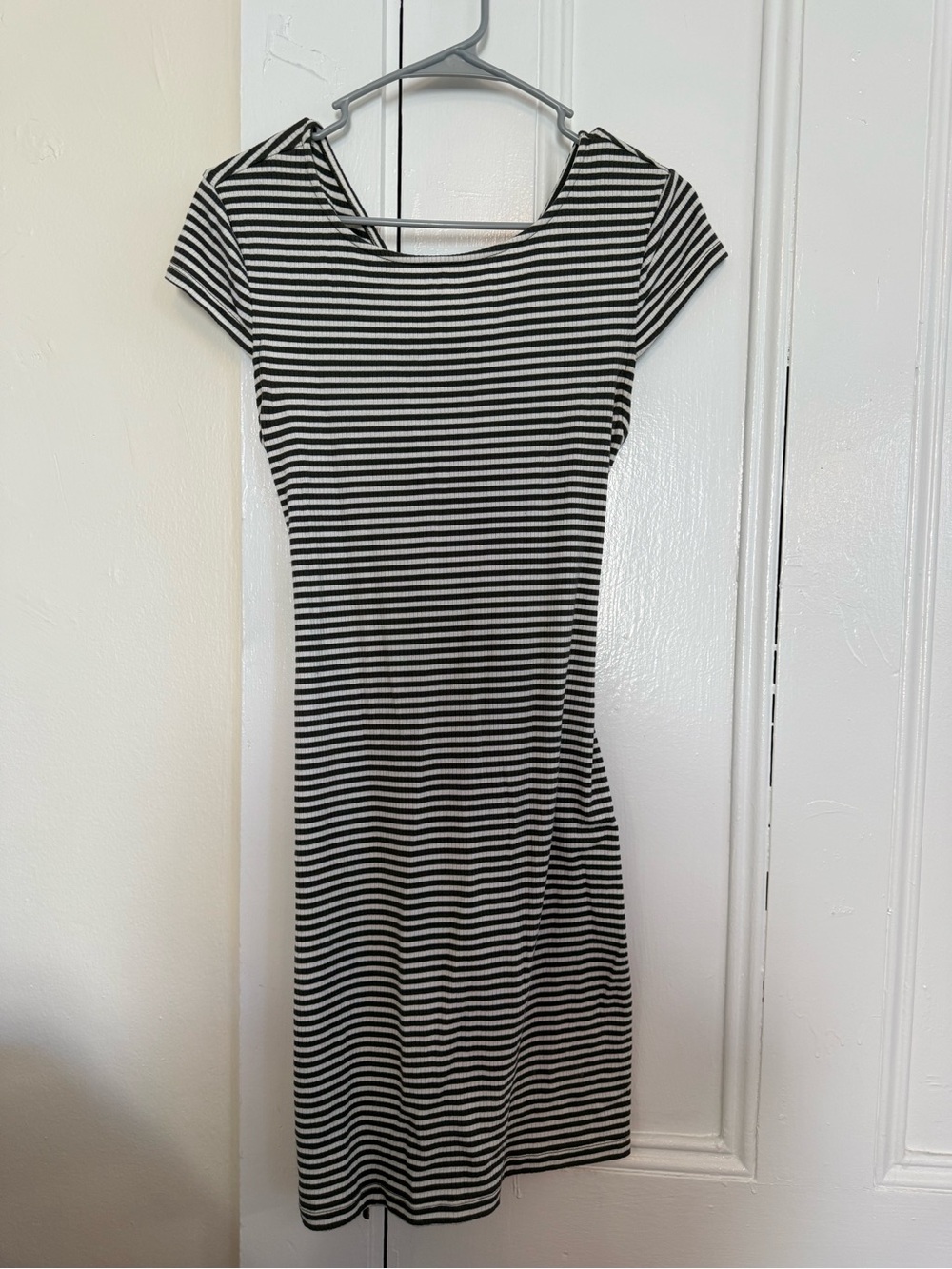 Women’s Black & White Striped Short Sleeve Dress